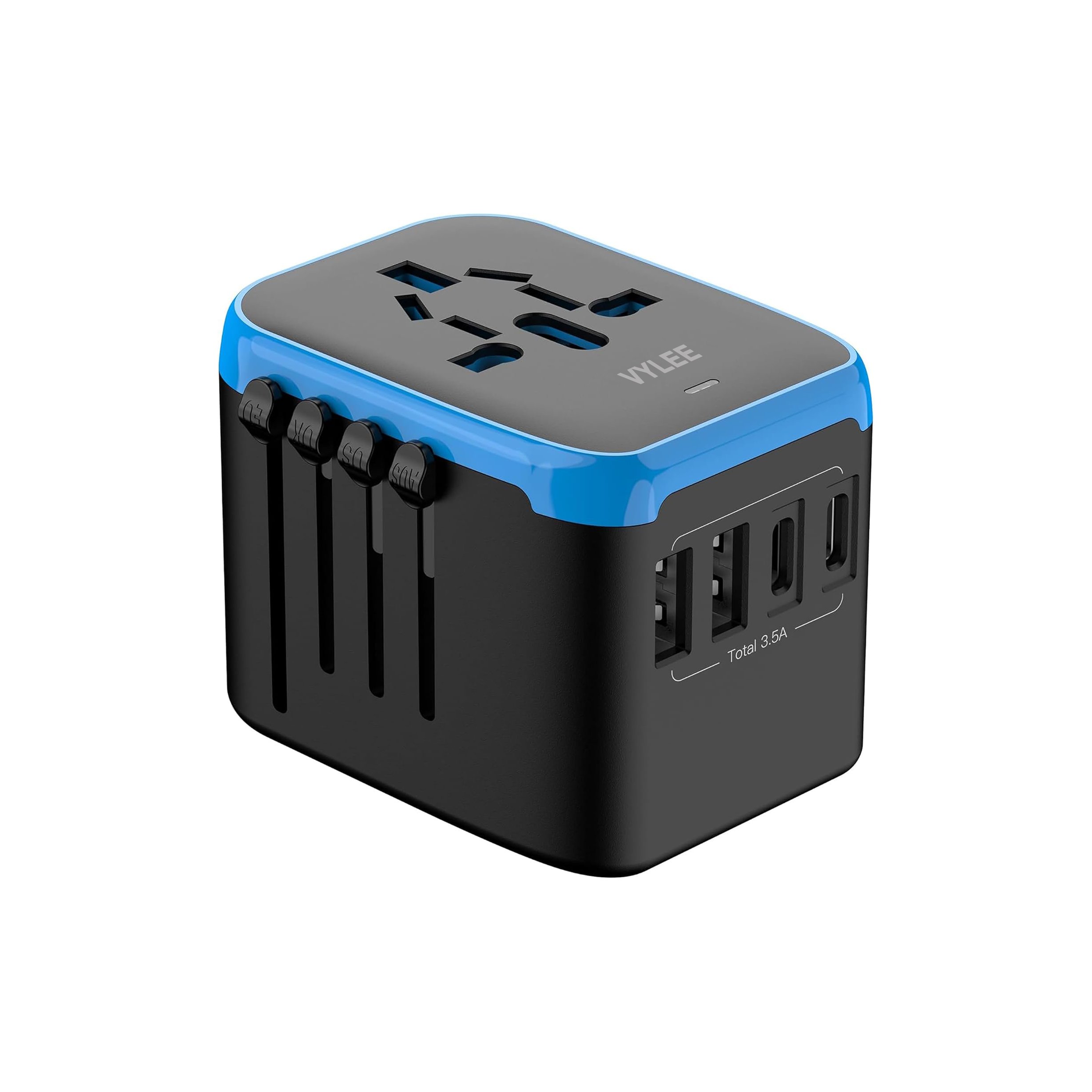 2C2A USB Charger (Black + Blue)