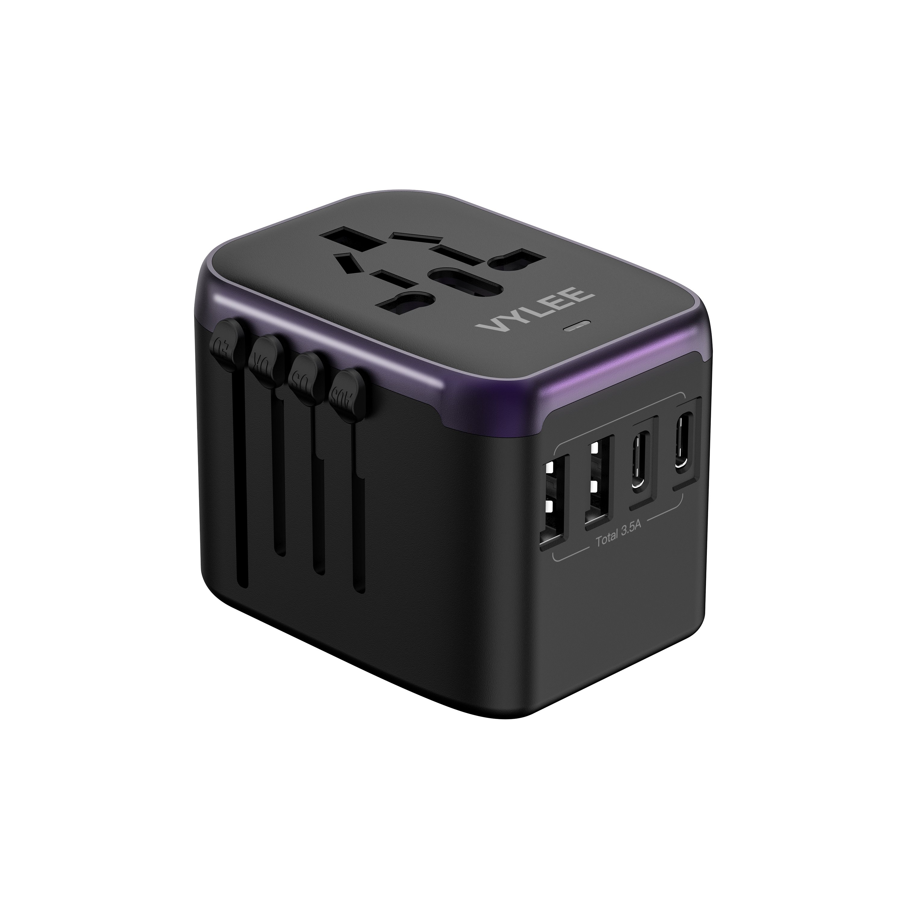 2C2A USB Charger (Black + Metallic Purple)