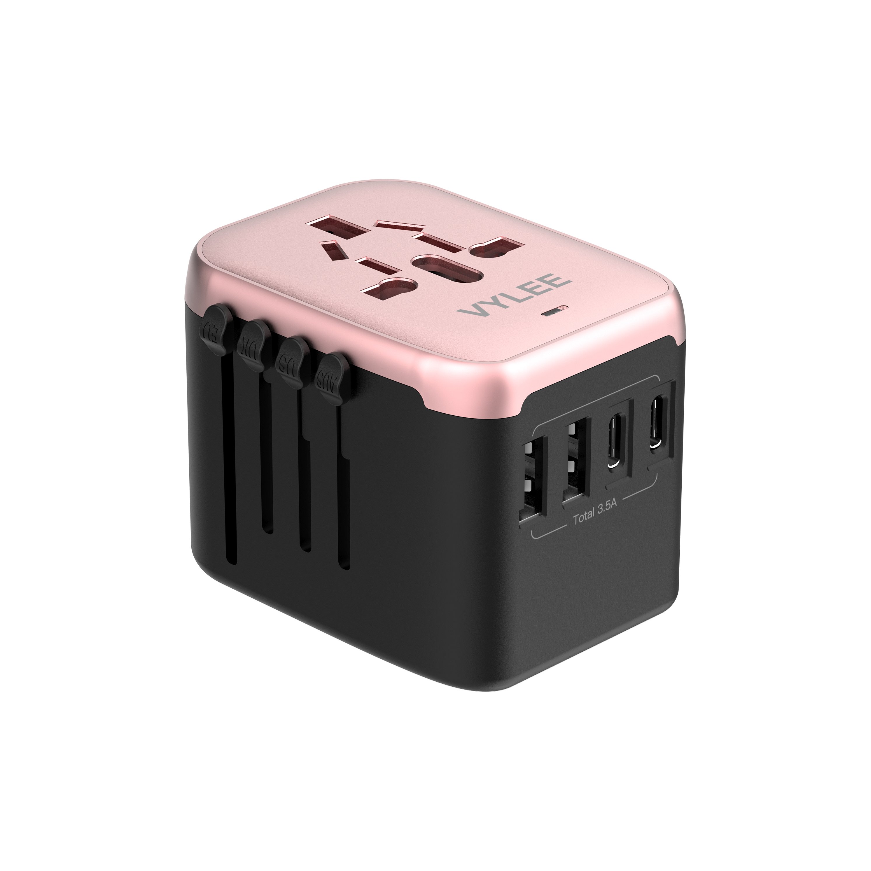2C2A USB Charger (Black + Rose Gold)