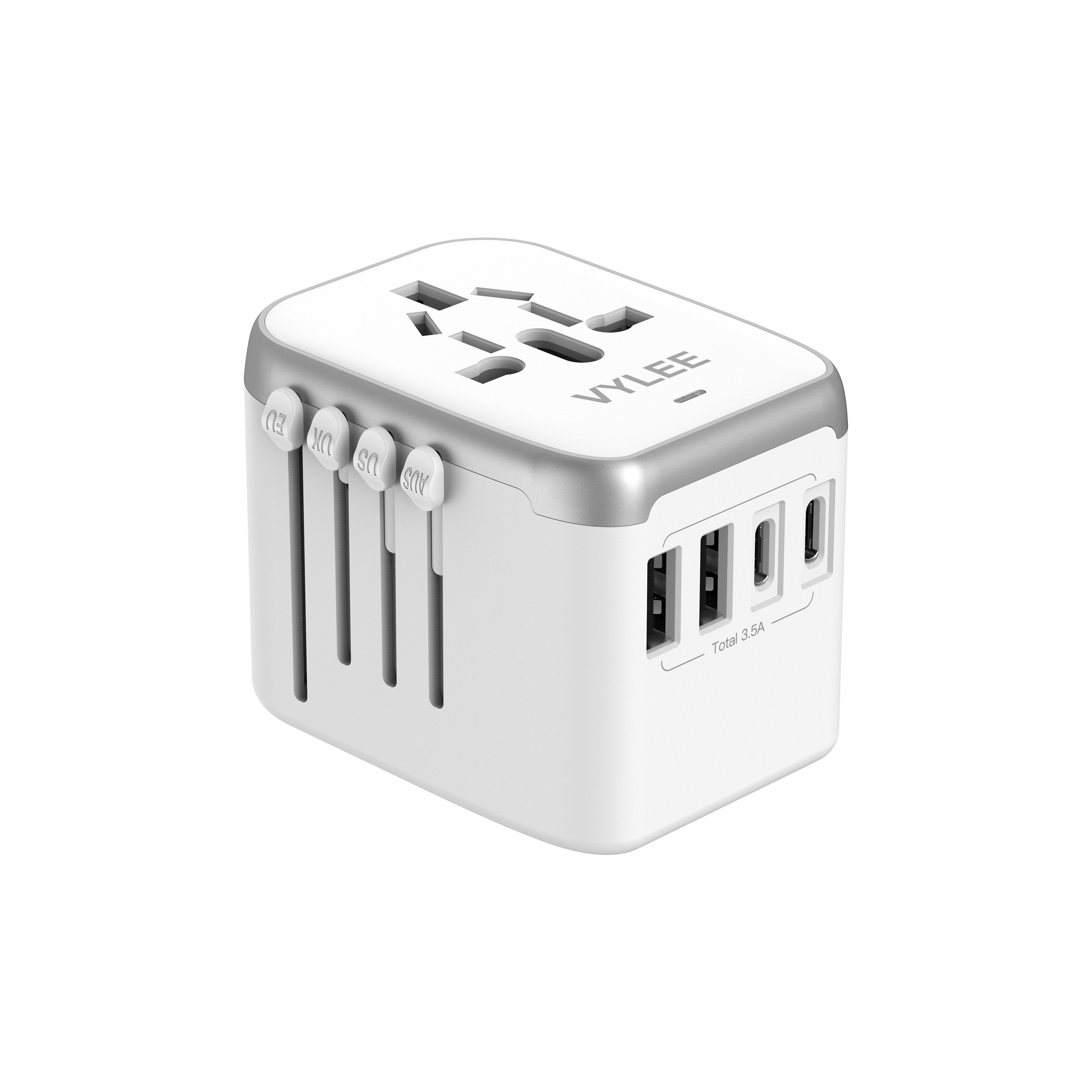 2C2A USB Charger (White + Silver)